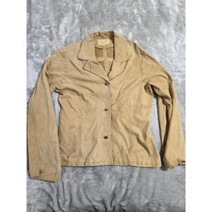 Scully Jacket Womens Large Beige Suede Leather Button Front Western Boho Unlined